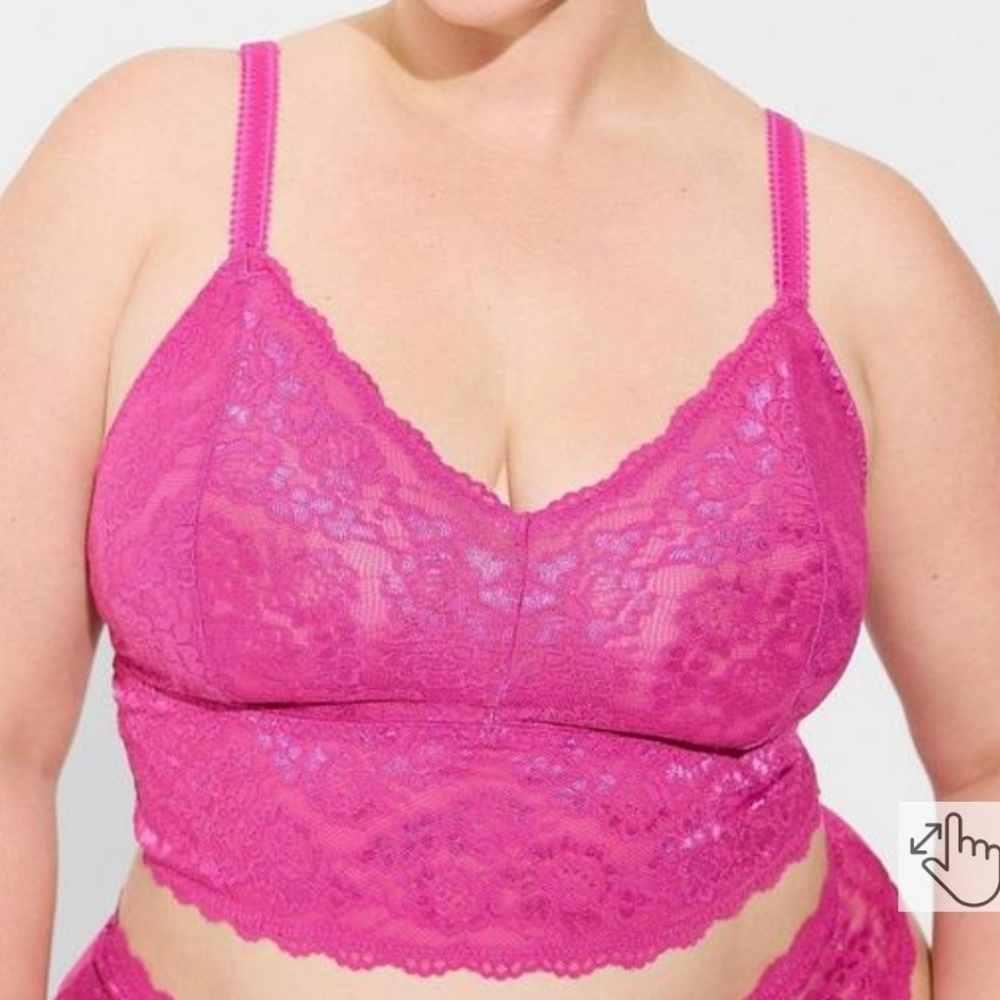 🆕️💗 HOT PINK UNLINED LACE CROP BRALETTE💗